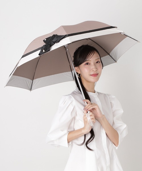 LANVIN en Bleu 日傘 uvカット 傘 遮光 晴雨兼用日傘 長傘 切り継ぎ