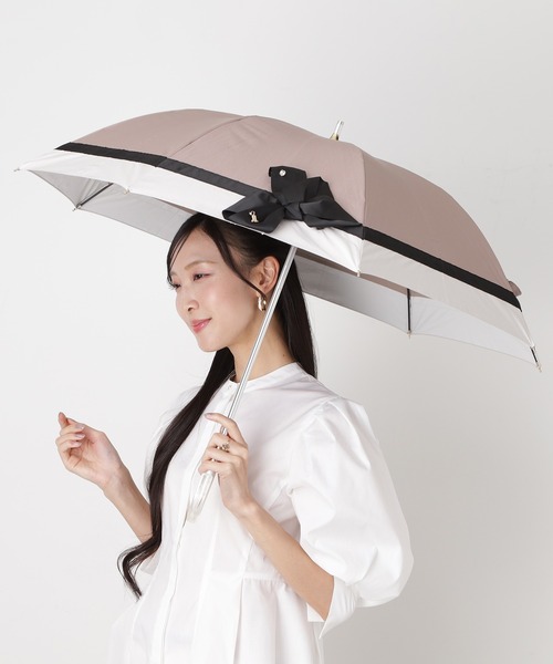 LANVIN en Bleu 日傘 uvカット 傘 遮光 晴雨兼用日傘 長傘 切り継ぎ