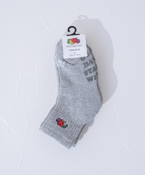 FRUIT OF THE LOOM（フルーツオブザルーム） 靴下 クオーター丈刺繍3P