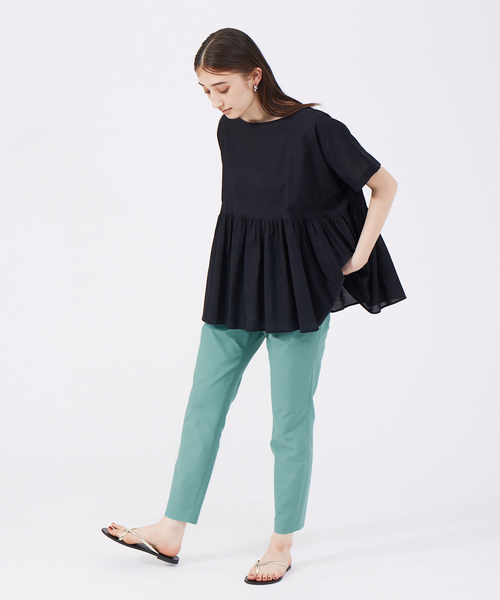 qualite（カリテ）　2WAYストレッチタックパンツ qualite（カリテ） スラックス パンツ コットンリネン2WAYストレッチ