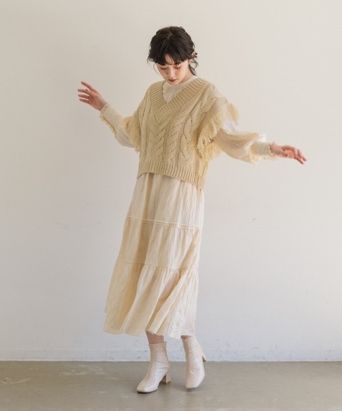 ベスト fringe knit vest/フリンジニットベスト レディース : ZOZOTOWN