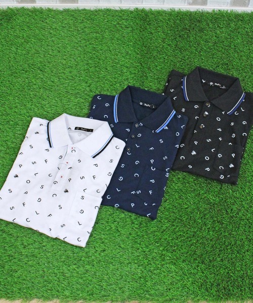 TopIsm（トップイズム） ゴルフ アルファベットロゴ総柄 ドライ鹿の子