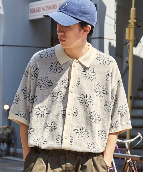 Salvatore Ferragamo フラワープリント 半袖カーディガン リボン刺繍入り半袖カーディガン | msgracy