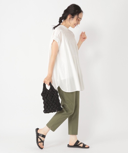 studio CLIP シャツ ブラウス Wフロントクラフト刺繍ブラウス