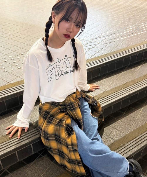 RandS tシャツ カットオフロングスリーブT キッズ 子供服 女の子