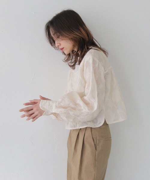 CLEIO ブラウス シャツ 「CLEIO」シアー花柄ジャガードブラウス