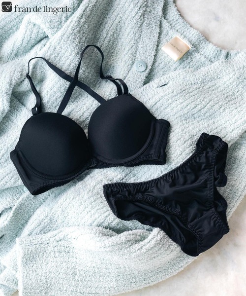 FR2 ブラック ブラジャーショーツセット fran de lingerie ブラジャー ショーツセット 選べる盛りブラ