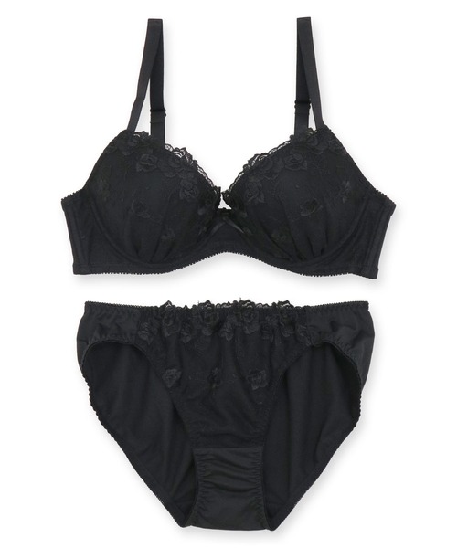 FR2 ブラック ブラジャーショーツセット fran de lingerie ブラジャー ショーツセット 選べる盛りブラ