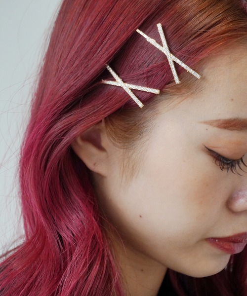 Port（ポート） ヘアピン 2個セット ラインストーン クロス デザイン