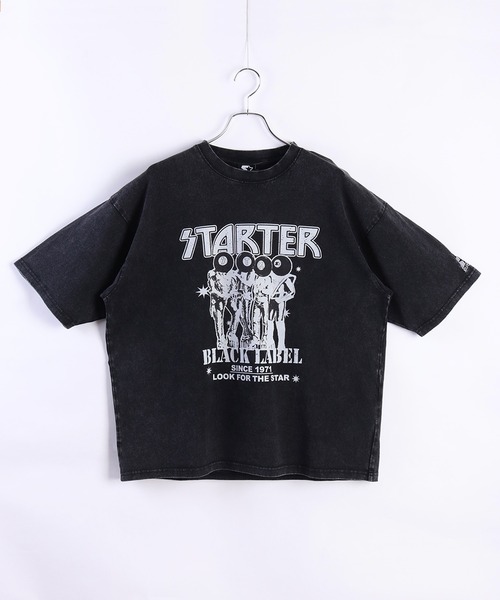 STARTER tシャツ ケミカルウォッシュ 天竺プリント半袖Tシャツ