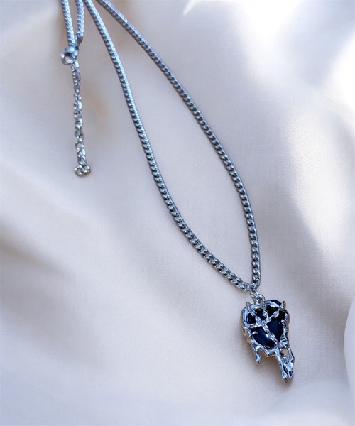 1004ST ネックレス ゴシック シルバー 十字架＆ハート ネックレス