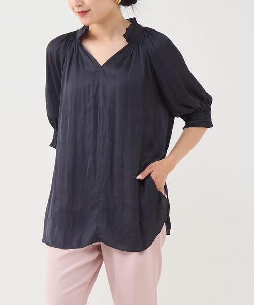 ブラウス シャツ 「定番」2wayフリルネックショートスリーブブラウス レディース