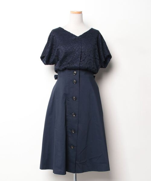 BLUE LABEL CRESTBRIDGE」 半袖ワンピース 38 ネイビー レディース  