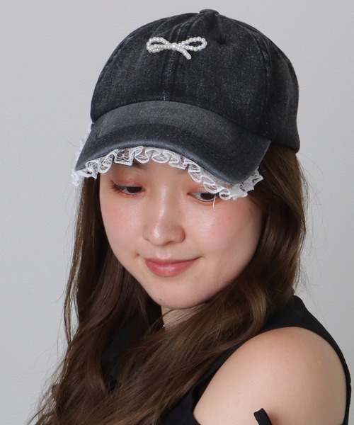 8日限りの出品⚫︎caroline bosmans⚫︎ パープルリボンキャップ L CAROLINE BOSMANS CAP PURPLE