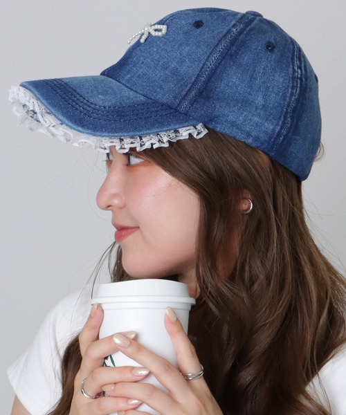 コーチ 帽子 キャップ ベースボール ハット デニム レディース XS ブルー COACH（コーチ）の「シグネチャー デニム ベースボール ハット