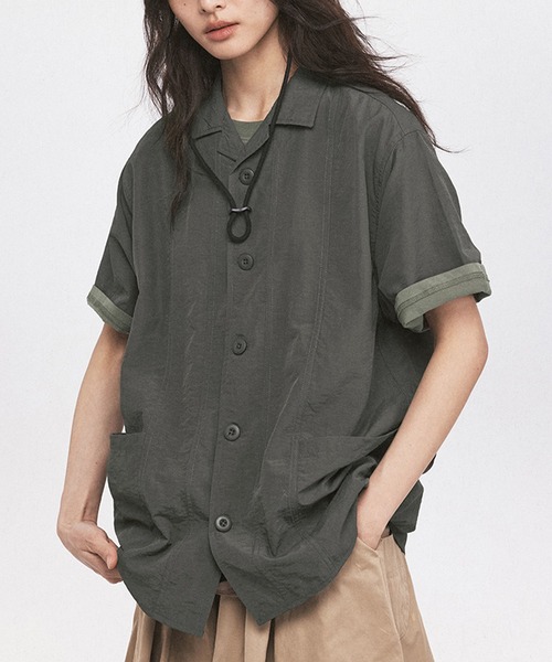 ブラウス シャツ aimoha outdoor ユニセックス　ビッグシルエット シャツ レディース メンズ