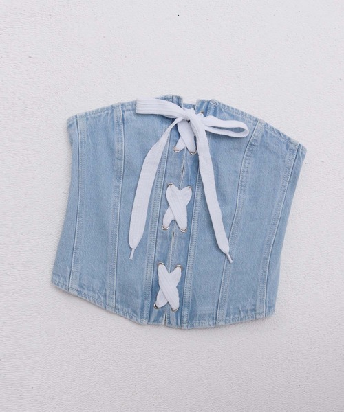 チューブトップ ベアトップ BAUM UND PFERDGARTEN / MAOKI (Denim)(レースアップデニムビスチェ)