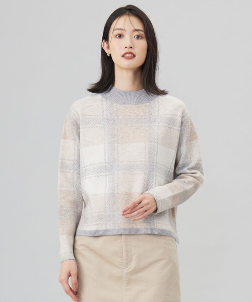 ニット セーター 「洗える」WOOLY STRETCH PLAID ニット レディース ニット セーター 「洗える」WOOLY STRETCH PLAID レディース