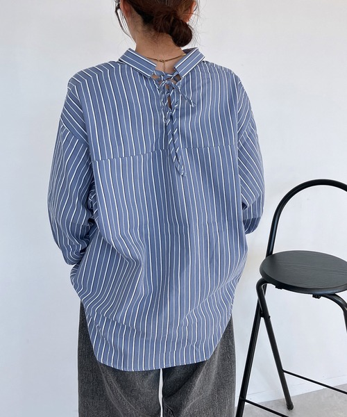 AS KNOW ブラウス シャツ 後レースアップスキッパーシャツ