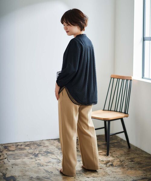 le.coeur blanc ブラウス シャツ ドットチュールレイヤード