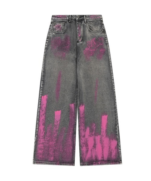 mushwear ジーンズ Spray Paint High-waisted Loose Straight