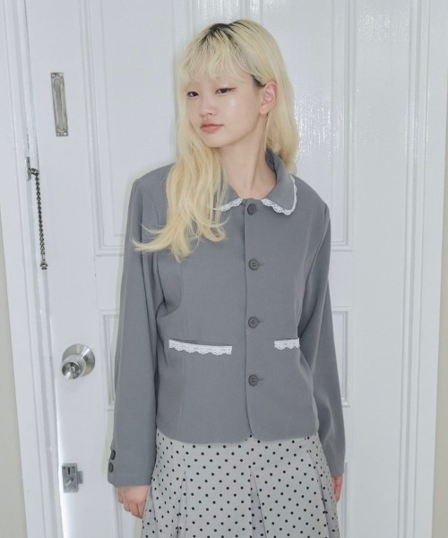【未使用】 Smyeon レース付きコンパクトジャケット Smyeon コート アウター Compact lace jaket / レース付き
