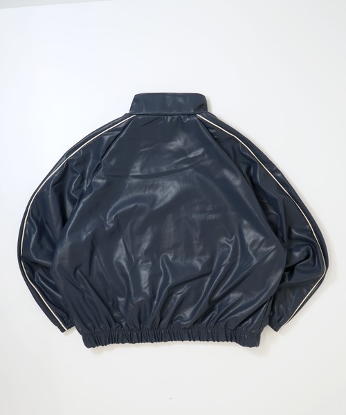 おしゃれスタ ブルゾン アウター synthetic leather track jacket/合成