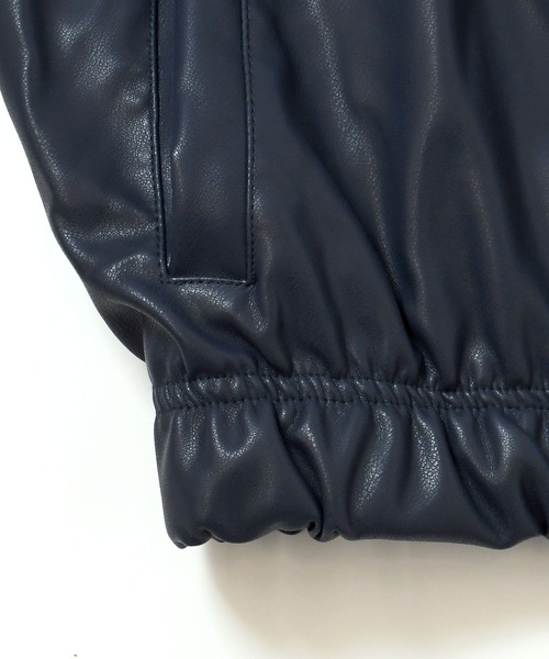 おしゃれスタ ブルゾン アウター synthetic leather track jacket/合成