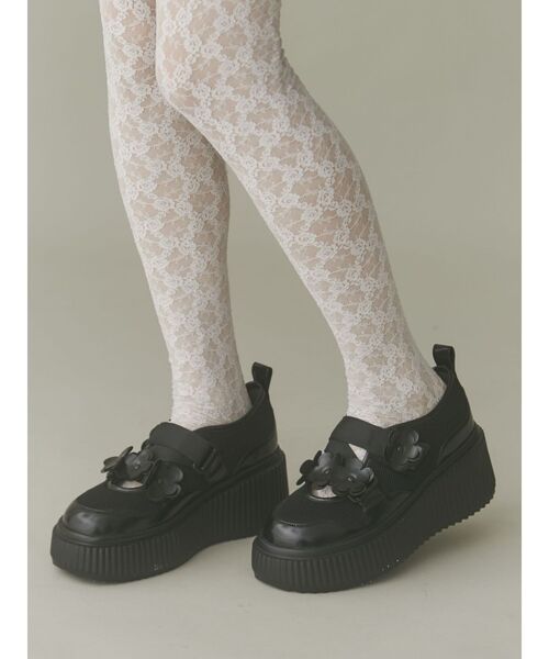 merry jenny / flowerストラップシューズ / ブラック / M flowerストラップシューズ[品番：MKSW0047416]｜merry jenny