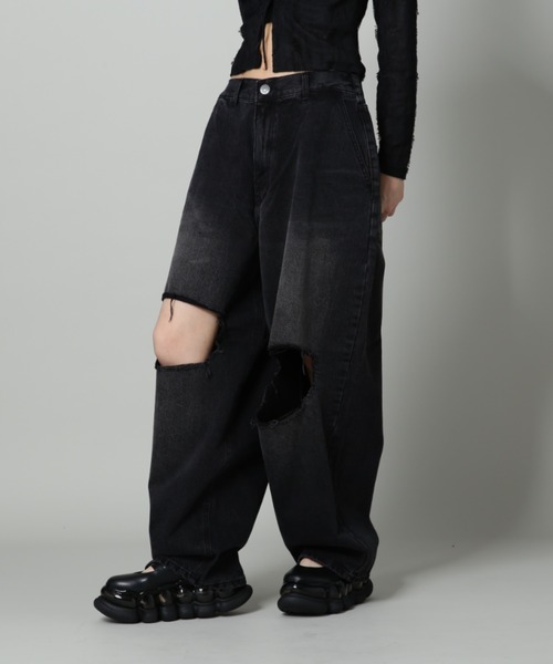 24ss 【ELENI】NOBLE デニムライクバギーパンツ 黒 即完 新作 24ss 【ELENI】NOBLE デニムライクバギーパンツ 黒 即完 新作