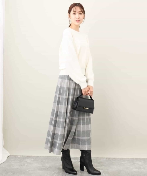 MK MICHEL KLEIN スカート チェック柄プリーツニットスカート MK MICHEL KLEIN スカート チェック柄プリーツニットスカート