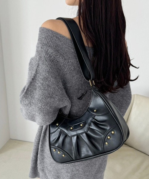 ■■Life Work■■ラドックシャーリングビッグ ホボバッグ♪ スタッズ付きシャーリングホーボーBAG | レディースファッション