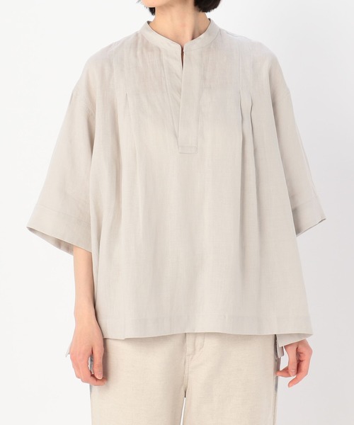 hdk/ le glazik ⿻ リネン ワイド ブラウス 白シャツ LE GLAZIK 「LE GLAZIK」 7分袖ブラウス 36 オフホワイト