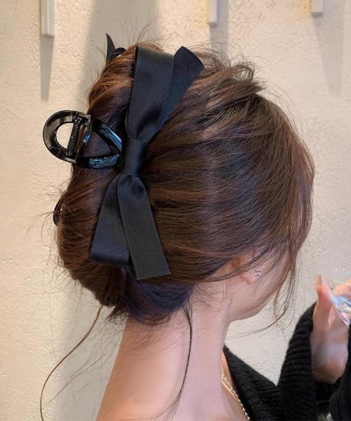 黒いリボン型ヘアクリップ ヘアクリップ リボンデザイン バンスクリップ : ZOZOTOWN Yahoo