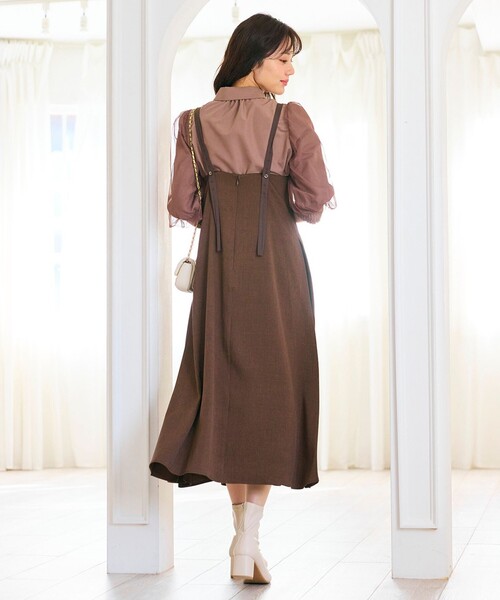 セルフォード最新作★ラッフルフリルロンパース★ブラウン茶色38未使用 セルフォード最新作☆ラッフルフリルロンパース☆ブラウン茶色38未使用