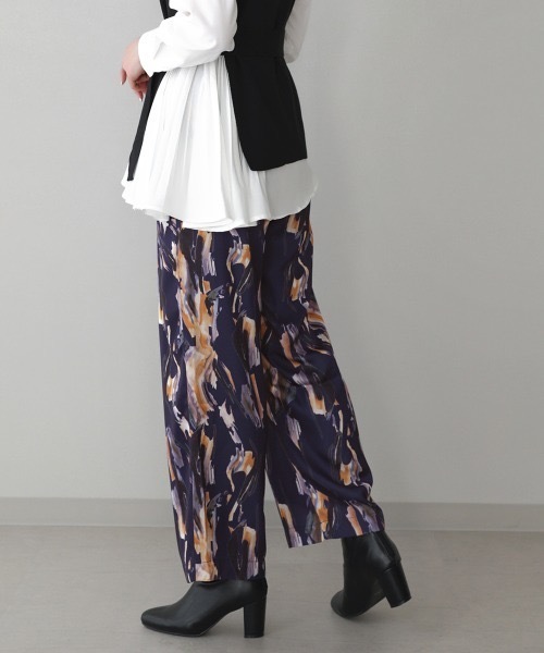 Bou Jeloud 総柄 スリムパンツ 秋色 マルチカラー モードエスニック Bab / Bou Jeloud｜カラーリーフ柄パンツ | Rakuten Fashion