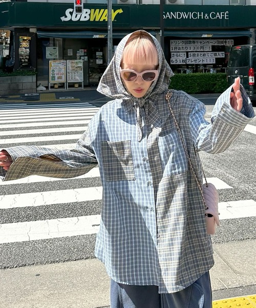 Alley Tokyo ブラウス シャツ スカーフとセットのチェックBIGシャツ
