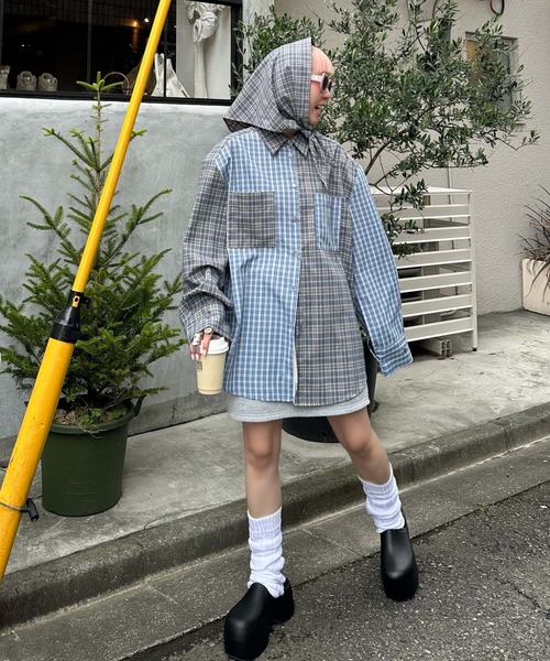 Alley Tokyo ブラウス シャツ スカーフとセットのチェックBIGシャツ