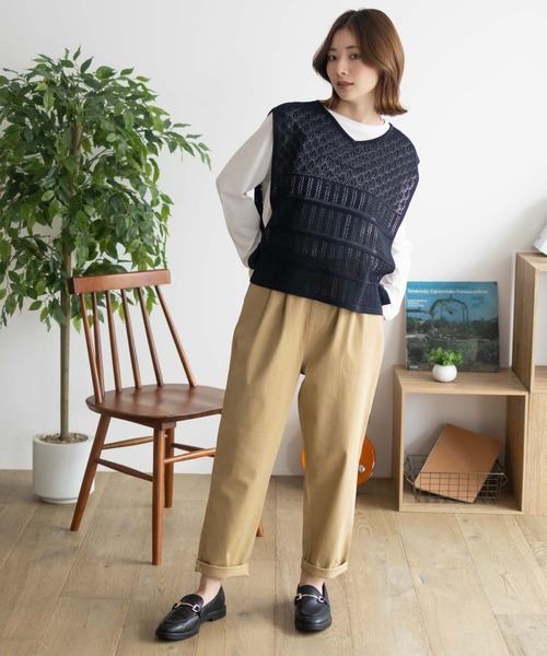 ★tsuki38★【新品】テーパードチノパンツ　ネイビー チノパン メンズ テーパードパンツ◇レギュラーテーパード
