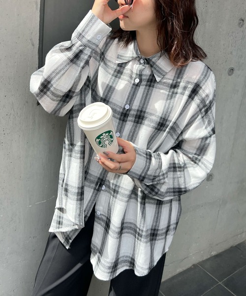 ブラウス シャツ アソートチェックBIGシャツ レディース : ZOZOTOWN