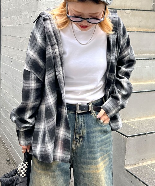 ブラウス シャツ アソートチェックBIGシャツ レディース : ZOZOTOWN