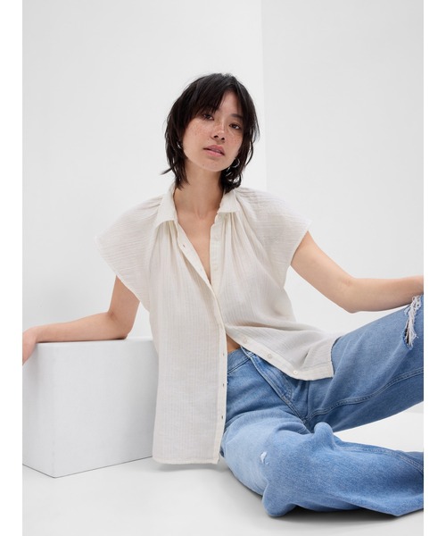 「GAP」 半袖シャツ X-SMALL ブルー レディース_画像3