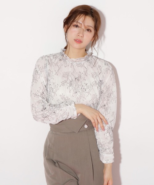 未使用品 ジルスチュアート JILL STUART ブラウス カットソー 七分袖 レース M テラコッタ 茶 /YM19 レディース JILLSTUART - ジルスチュアート ブラウス カットソー 七分袖
