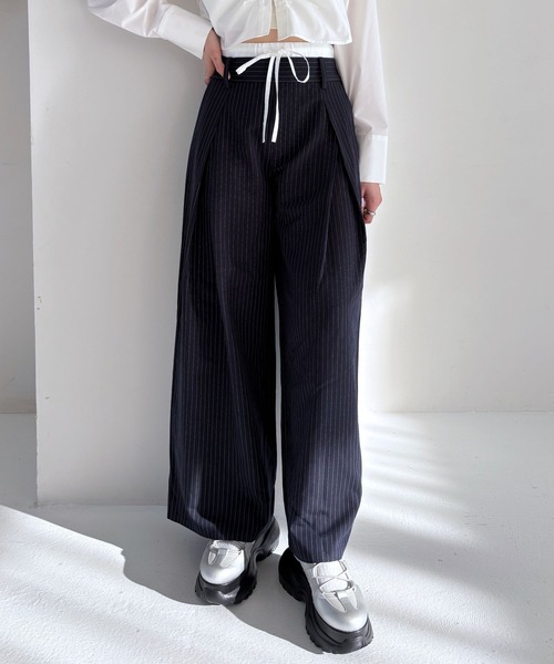 【DSC】 ハイウエスト ワイドパンツ ハイウエストタックワイドスラックスパンツ[品番：MKSW0059232