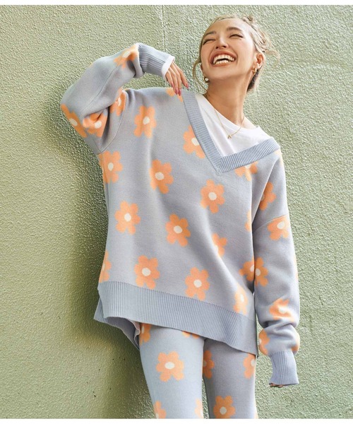 「anap mimpi」 Vネックニット FREE サックスブルー レディース_画像7