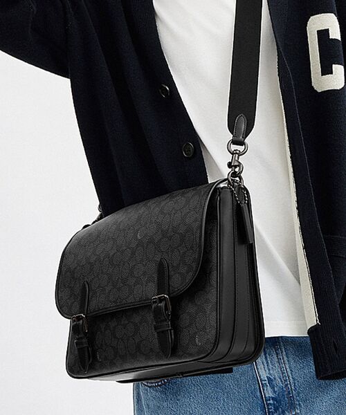 美品 コーチ メッセンジャーバッグ ショルダー レザー キャンバス シグネチャー COACH ショルダーバッグ ヒッチ メッセンジャー バッグ