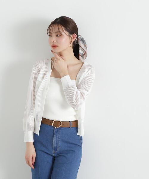 プロポーションボディドレッシング　カーディガン　ホワイト プロポーションボディドレッシング PROPORTION BODY DRESSING 透かし