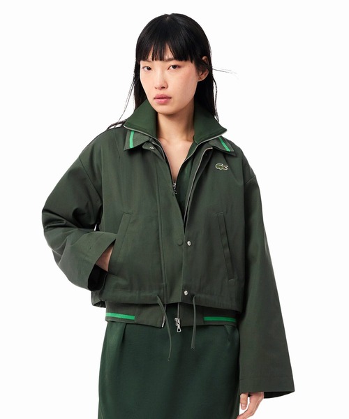 LACOSTE ブルゾン アウター 配色ライン レイヤードジャケット