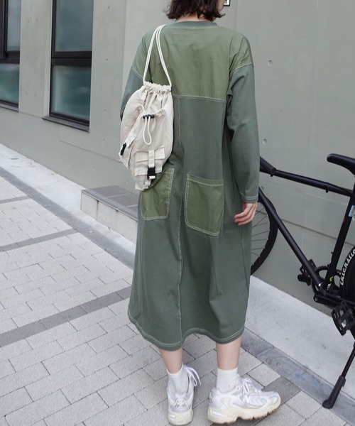 ラスト１セット 4t110cm ワンピース　tシャツ生地着心地抜群　3点セット CORNERS｜配色ステッチオーバーサイズ半袖Tシャツワンピース