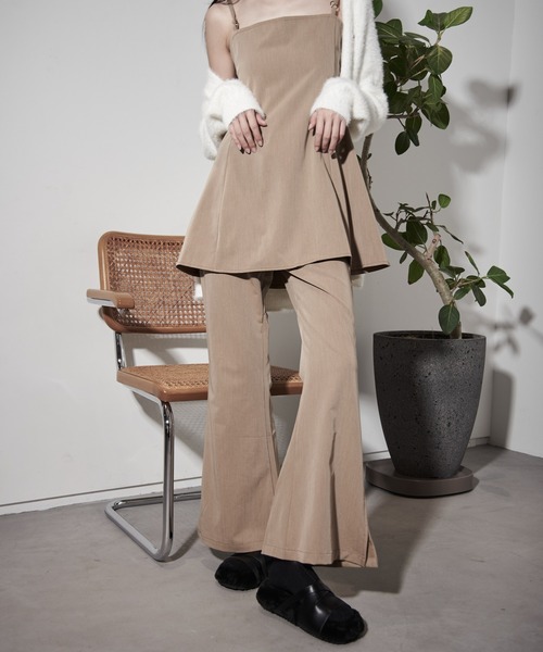 スラックス パンツ フレアパンツ セットアップ対応 レディース